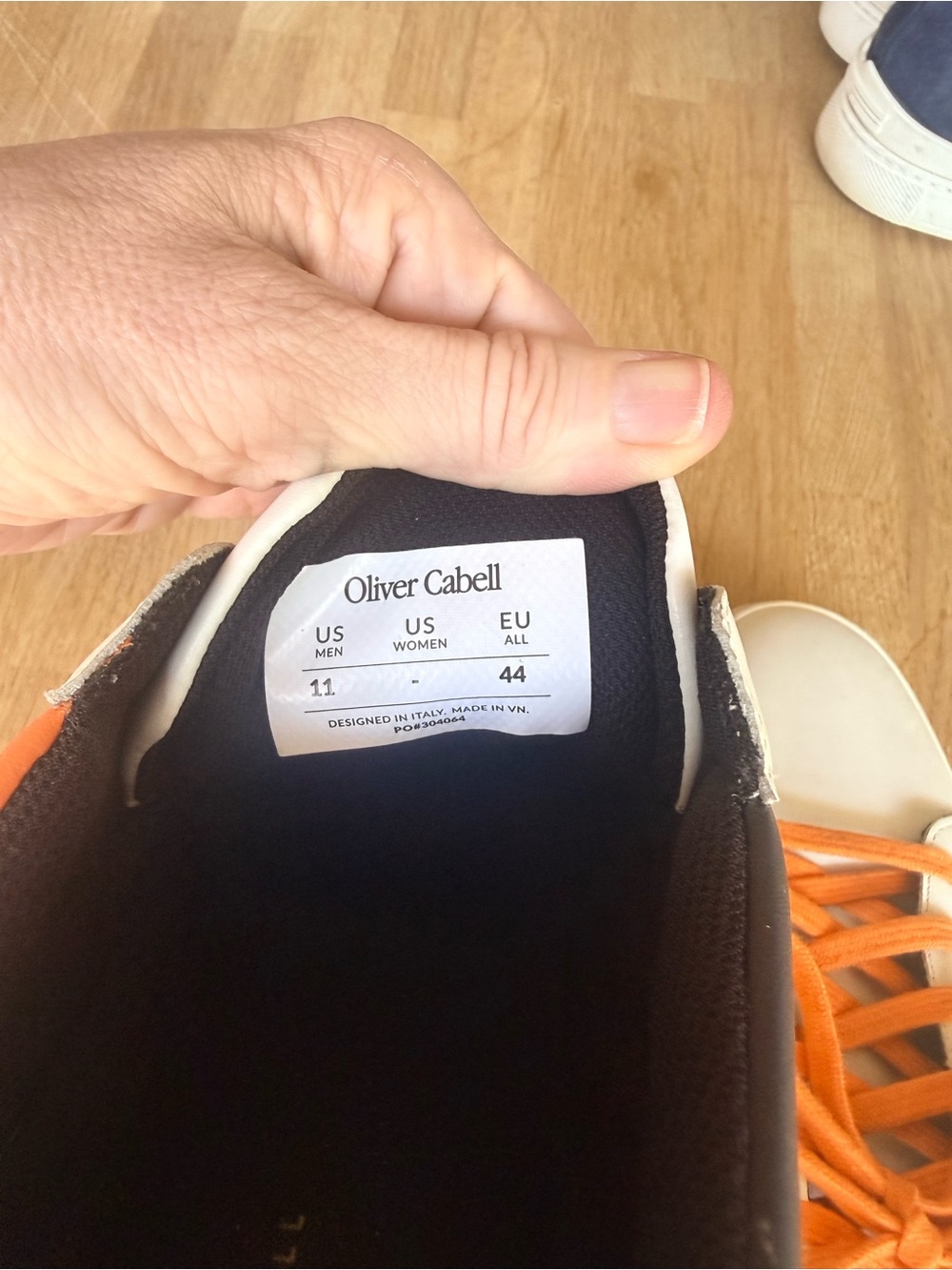 Oliver Cabell Low 1 White Orange Black Leather Sneakers Men’s 11 EU 44 - Picture 4 of 5